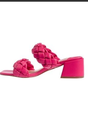Ninety Union "Twist" Pink Braided Block Heel Slide Sandals Sz 11
